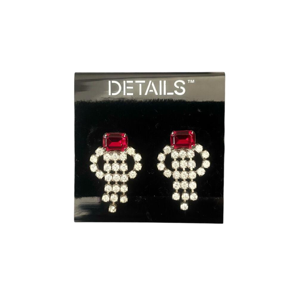 Vintage Ruby Chandelier Dangle Earrings Fashion Costume Jewelry